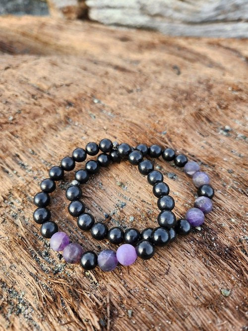 Shungite & Amethyst Wrist Mala