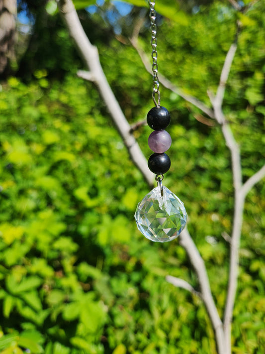 Shungite and Amethyst Sun Charm