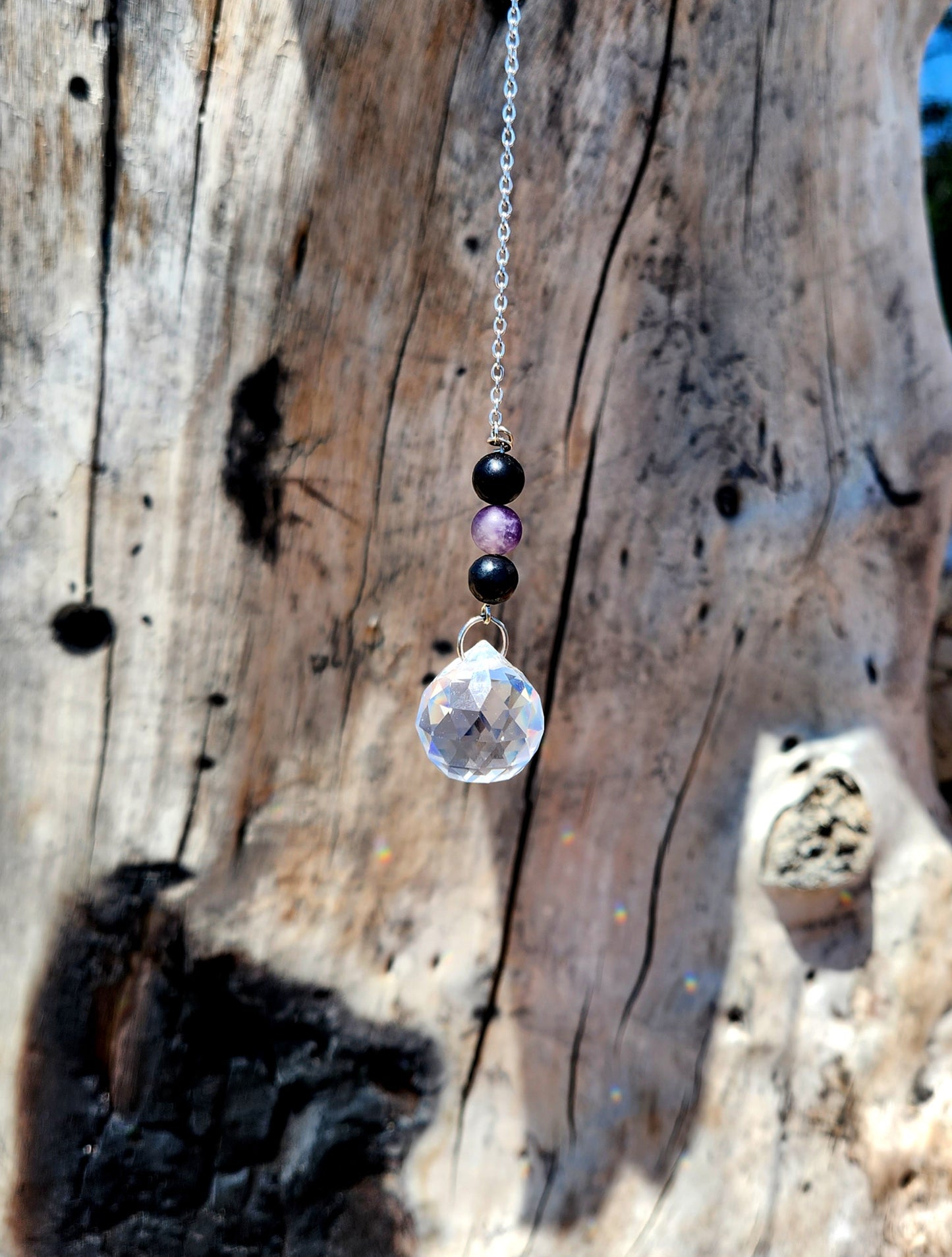 Shungite and Amethyst Sun Charm