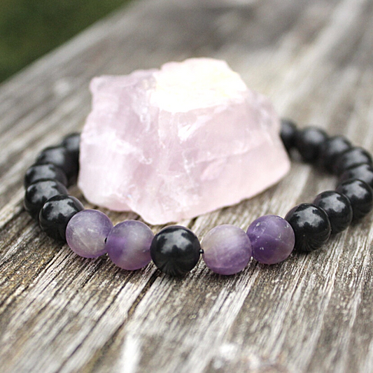 Shungite & Amethyst Wrist Mala